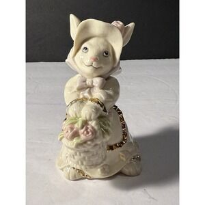 Lenox Limited Edition 2003 Bunny Figurine 5" Porcelain Gold Trim Easter Basket